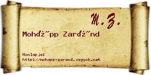 Mohápp Zaránd névjegykártya